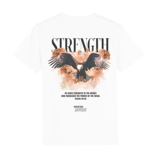 Strength Streetwear Shirt BackPrint Detailansicht, Mountain Movers christliche Streetwear