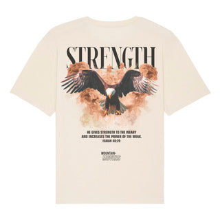 Strength Streetwear Oversized Shirt BackPrint Detailansicht, Mountain Movers christliche Streetwear