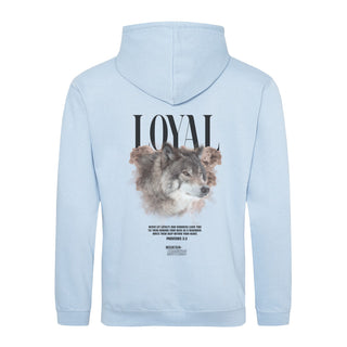 Loyal Hoodie BackPrint Detailansicht, Mountain Movers christliche Streetwear