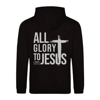 All Glory to Jesus Hoodie BackPrint Detailansicht, Mountain Movers christliche Streetwear