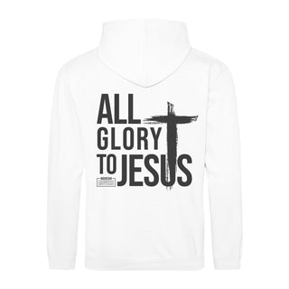 All Glory to Jesus Hoodie BackPrint Variante, Mountain Movers christliches Design