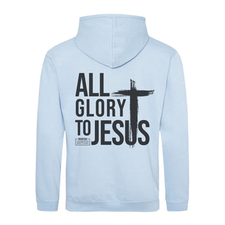 All Glory to Jesus Hoodie BackPrint Detailansicht, Mountain Movers christliche Streetwear
