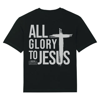 All Glory to Jesus Oversized Shirt BackPrint Variante, Mountain Movers christliches Design