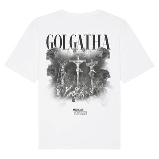 Golgatha Oversized Shirt BackPrint Detailansicht, Mountain Movers christliche Streetwear