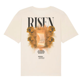 Risen Streetwear Oversized Shirt BackPrint Detailansicht, Mountain Movers christliche Streetwear
