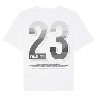 Psalm 23 Oversized Shirt BackPrint Detailansicht, Mountain Movers christliche Streetwear