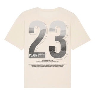Psalm 23 Oversized Shirt BackPrint Detailansicht, Mountain Movers christliche Streetwear