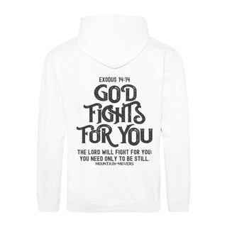 God Fights for you Hoodie BackPrint Variante, Mountain Movers christliches Design
