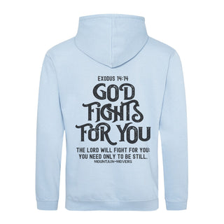 God Fights for you Hoodie BackPrint Variante, Mountain Movers christliches Design