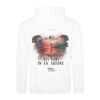 My God is an Artist Streetwear  Hoodie BackPrint Variante, Mountain Movers christliches Design