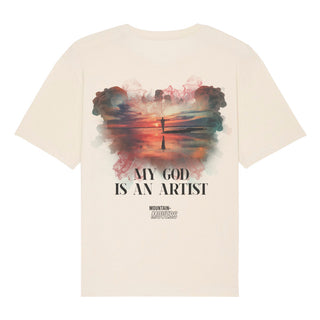 MY GOD IS AN ARTIST Oversized Shirt BackPrint Detailansicht, Mountain Movers christliche Streetwear