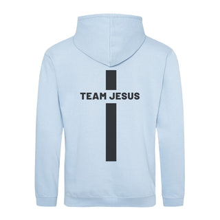 Team Jesus Hoodie BackPrint Detailansicht, Mountain Movers christliche Streetwear