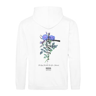 Jesus Cross Flower Hoodie BackPrint Variante, Mountain Movers christliches Design