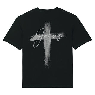 Jesus painted Cross Oversized Shirt BackPrint Variante, Mountain Movers christliches Design