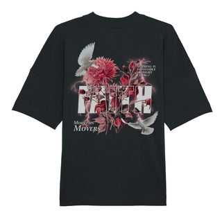Faith Flower Oversized Shirt BackPrint Variante, Mountain Movers christliches Design