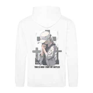 Battles Anime Hoodie BackPrint Variante, Mountain Movers christliches Design