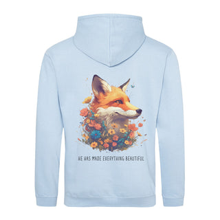 Beautiful Fox Hoodie BackPrint Detailansicht, Mountain Movers christliche Streetwear