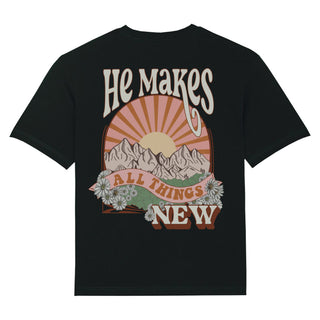 He makes new Oversized Shirt BackPrint Variante, Mountain Movers christliches Design