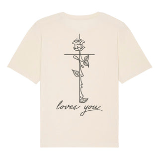 Jesus loves you Rose Oversized Shirt BackPrint Detailansicht, Mountain Movers christliche Streetwear
