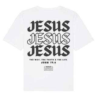 Jesus (John 14:6) Oversized Shirt BackPrint Detailansicht, Mountain Movers christliche Streetwear