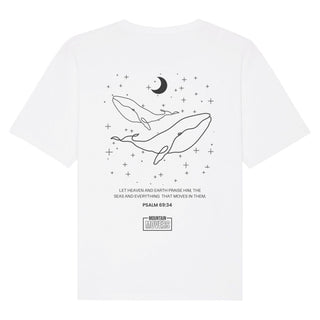 Heaven and Earth praise him Oversized Shirt BackPrint Detailansicht, Mountain Movers christliche Streetwear