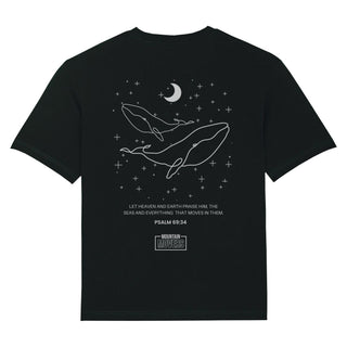 Heaven and Earth praise him Oversized Shirt BackPrint Variante, Mountain Movers christliches Design