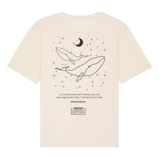Heaven and Earth praise him Oversized Shirt BackPrint Detailansicht, Mountain Movers christliche Streetwear
