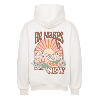 All Things New Oversized Hoodie BackPrint Variante, Mountain Movers christliches Design