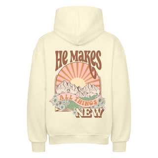 All Things New Oversized Hoodie BackPrint Detailansicht, Mountain Movers christliche Streetwear