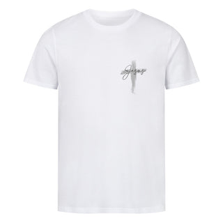 Jesus painted Cross Shirt Detailansicht, Mountain Movers christliche Streetwear