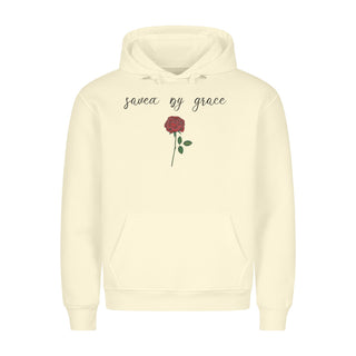 Saved by Grace Rose Hoodie Detailansicht, Mountain Movers christliche Streetwear