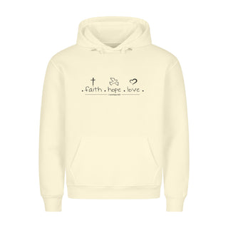 Faith hope Love Hoodie Detailansicht, Mountain Movers christliche Streetwear