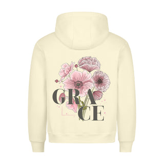 Grace Flower Hoodie BackPrint Detailansicht, Mountain Movers christliche Streetwear