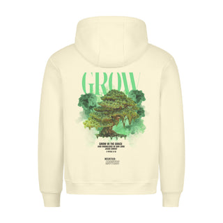 Grow Streetwear Hoodie BackPrint Detailansicht, Mountain Movers christliche Streetwear