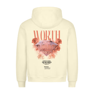 Worth Streetwear Hoodie BackPrint Detailansicht, Mountain Movers christliche Streetwear
