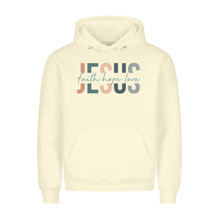 Jesus (Faith Hope Love) Hoodie Variante, Mountain Movers christliches Design