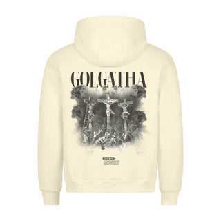 Golgatha Hoodie Streetwear BackPrint Detailansicht, Mountain Movers christliche Streetwear