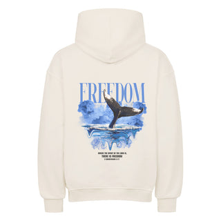 Freedom Oversized Hoodie BackPrint Detailansicht, Mountain Movers christliche Streetwear