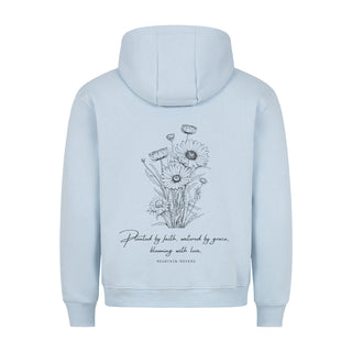 Planted by Faith Hoodie BackPrint Detailansicht, Mountain Movers christliche Streetwear
