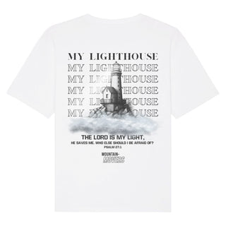 My Lighthouse Oversized Shirt BackPrint Detailansicht, Mountain Movers christliche Streetwear