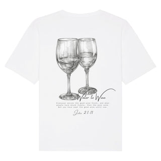 Water to Wine Sketch Oversized Shirt BackPrint Detailansicht, Mountain Movers christliche Streetwear
