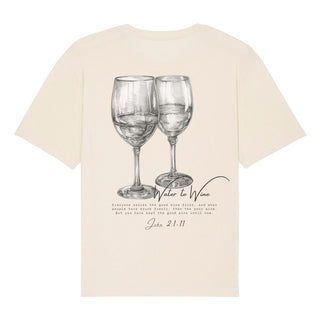 Water to Wine Sketch Oversized Shirt BackPrint Detailansicht, Mountain Movers christliche Streetwear
