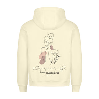 He cares for you Hoodie BackPrint Detailansicht, Mountain Movers christliche Streetwear