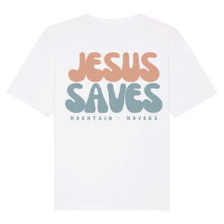 Jesus Saves Oversized Shirt BackPrint Variante, Mountain Movers christliches Design