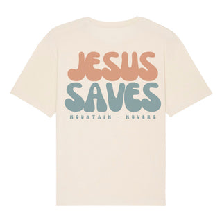 Jesus Saves Oversized Shirt BackPrint Detailansicht, Mountain Movers christliche Streetwear