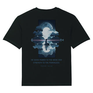 Power to the weak moon Oversized Shirt BackPrint Variante, Mountain Movers christliches Design