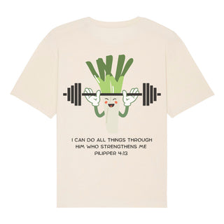 I can do all Things Lauch Gym Oversized Shirt BackPrint Detailansicht, Mountain Movers christliche Streetwear