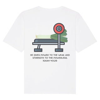 Power Lauch Gym Oversized Shirt BackPrint Variante, Mountain Movers christliches Design