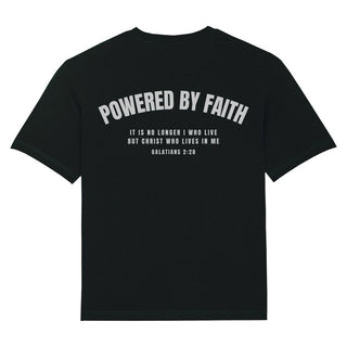 Powered by Faith Gym Oversized Shirt BackPrint Variante, Mountain Movers christliches Design