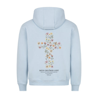 Mein Erlöser lebt Hoodie BackPrint, Vorderansicht
